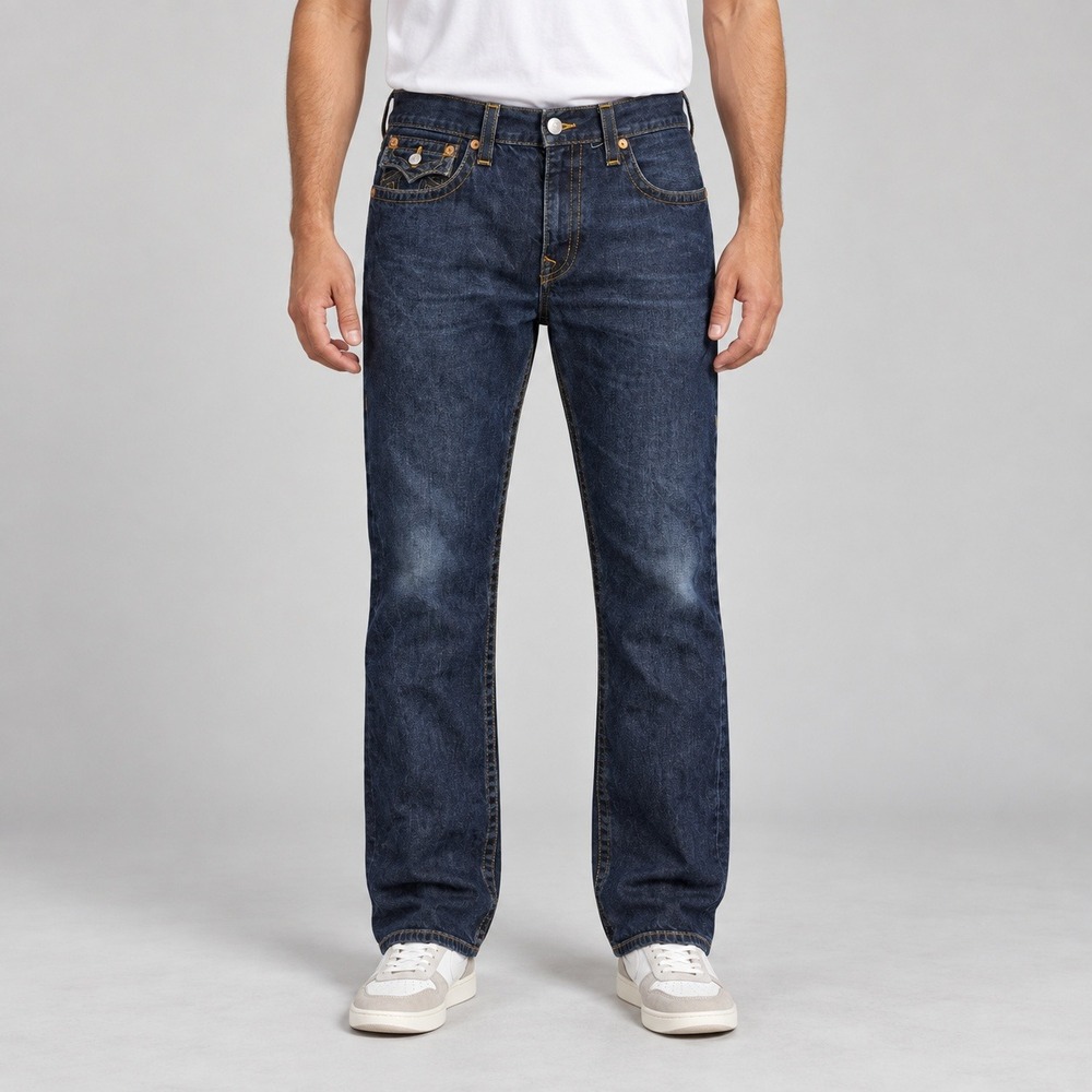 True Religion Mens Section Straight Dark Wash Denim Jeans Size 38 x 30